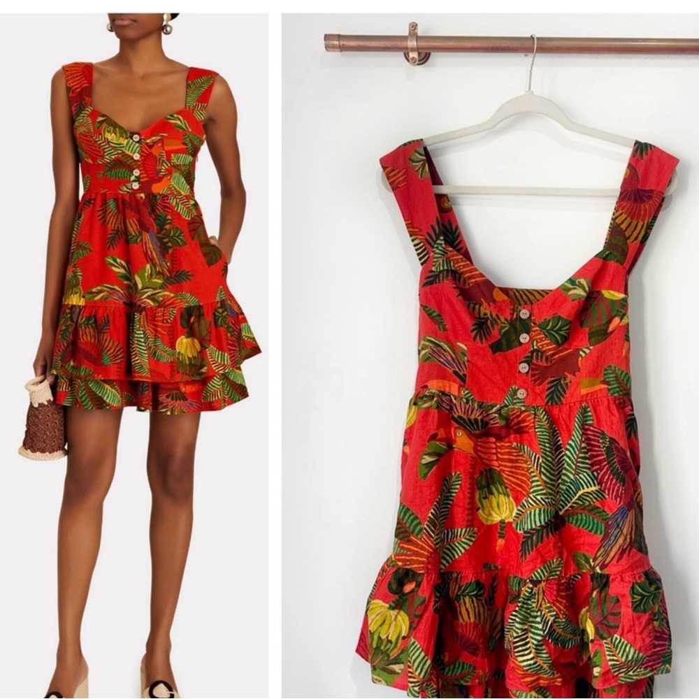 Farm Rio red forest birds dress